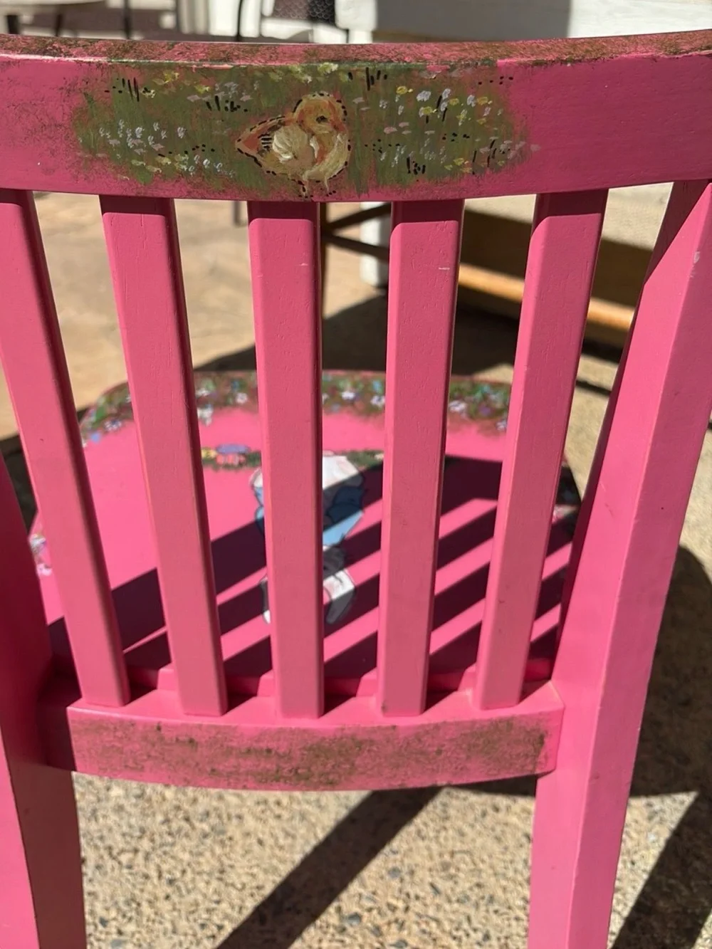 2009 Unisex Hand-Painted Pink Bunny Children's Chair Nursery Decor